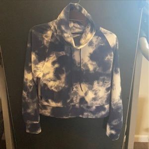 Fleece Cowl-neck Tie-dye Sweatshirt
